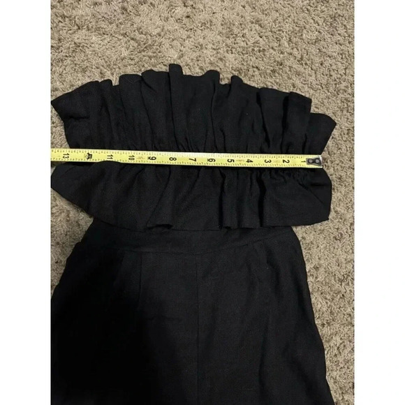 ASTR The Label Black Ruffle Tube Top Strapless Sexy Back Jumpsuit XS Party - Picture 12 of 12